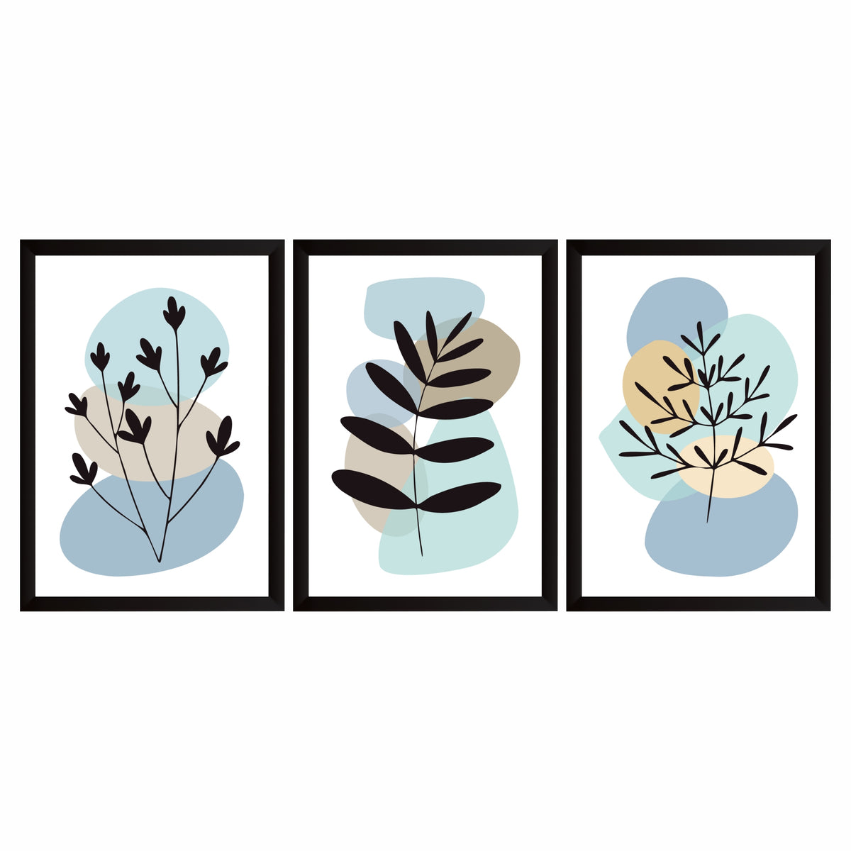 Abstract Botanical Leaf Wall Art Set of 3