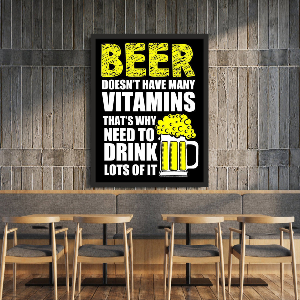 Beer Wall Art | Funny Beer Quote Framed Artwork | Beer Lover Décor | Pub Bar & Man Cave Wall Décor