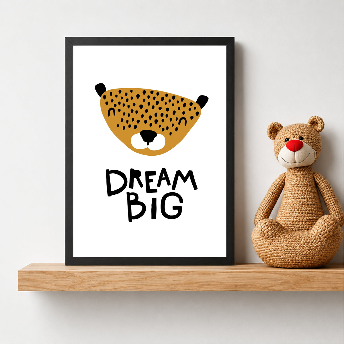 Dream Big Cheetah Nursery Wall Art | Cute Animal Kids Room Poster