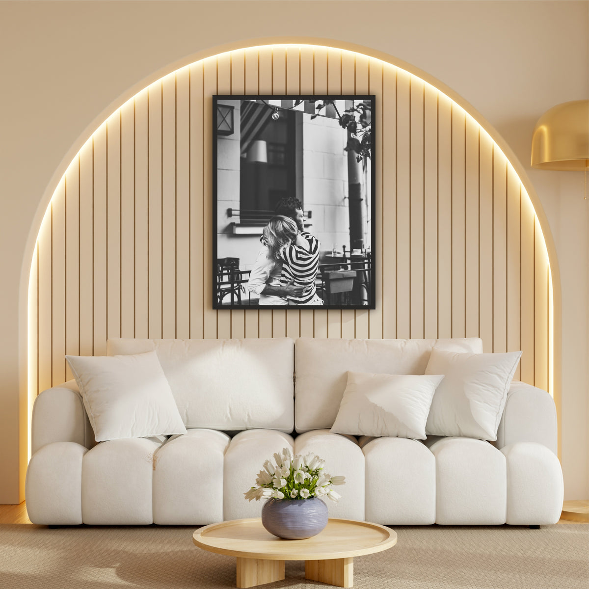 Couple Hug Wall Art | Black & White Romantic Canvas Print | Modern Love Photography Wall Decor | Minimalist Relationship Artwork