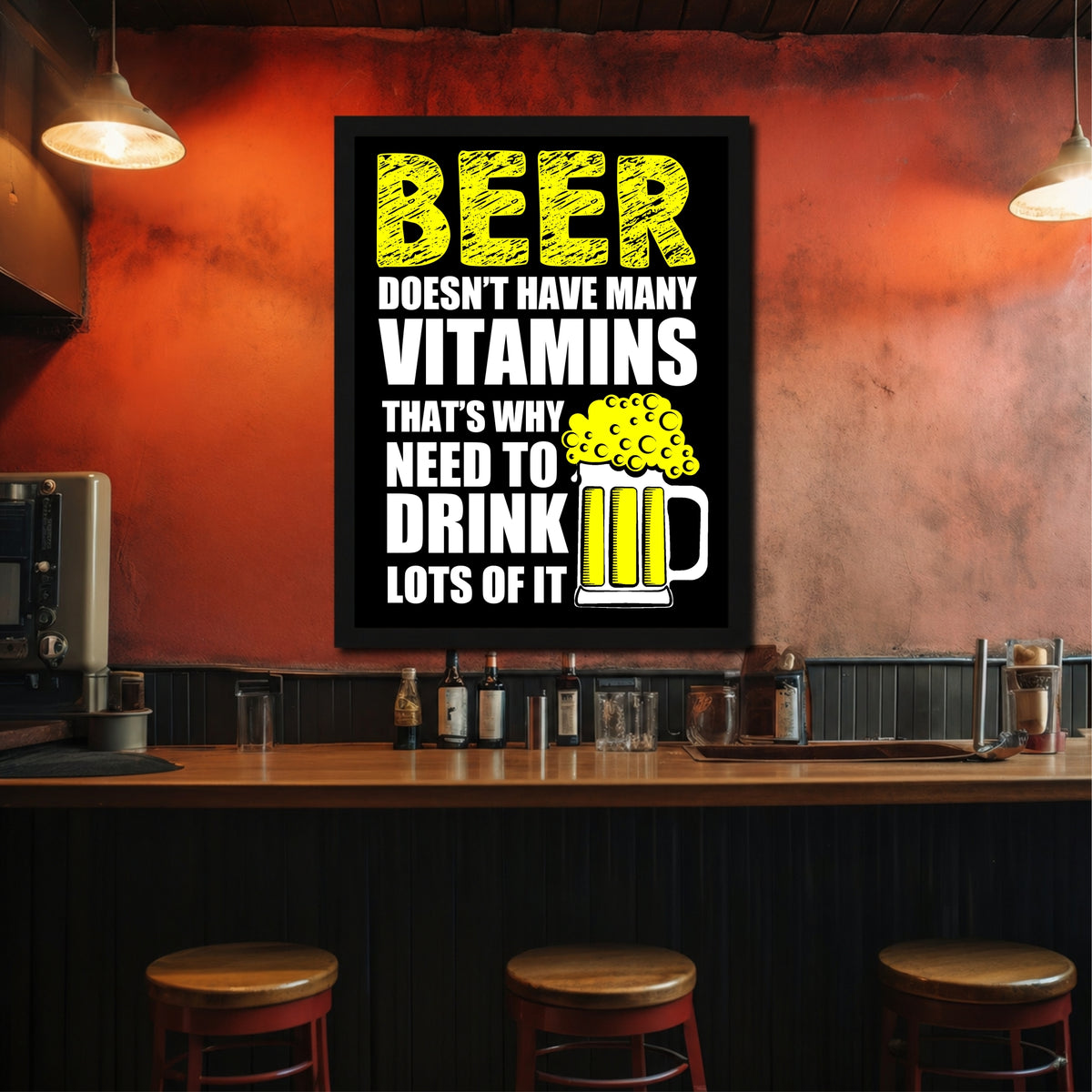Beer Wall Art | Funny Beer Quote Framed Artwork | Beer Lover Décor | Pub Bar & Man Cave Wall Décor