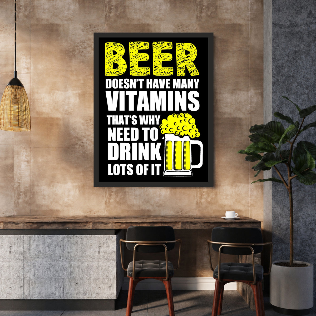 Beer Wall Art | Funny Beer Quote Framed Artwork | Beer Lover Décor | Pub Bar & Man Cave Wall Décor