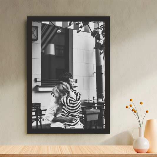 Couple Hug Wall Art | Black & White Romantic Canvas Print | Modern Love Photography Wall Decor | Minimalist Relationship Artwork