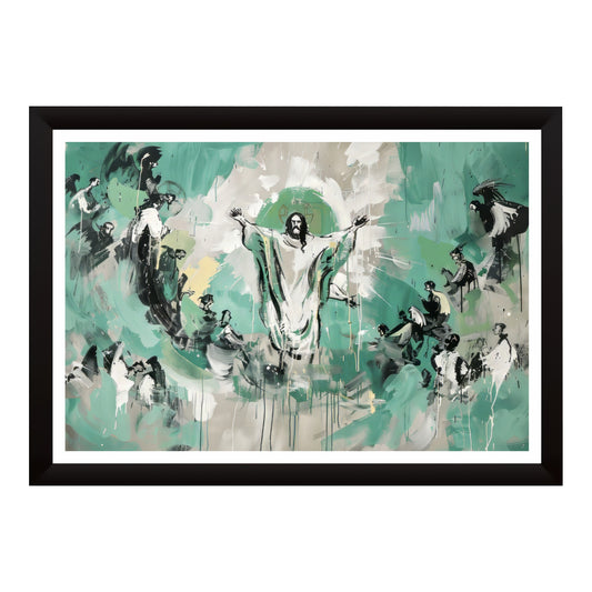 Abstract Ascension of Jesus Wall Art | Modern Christian Canvas Print | Contemporary Resurrection Artwork | Faith-Inspired Religious Home Decor