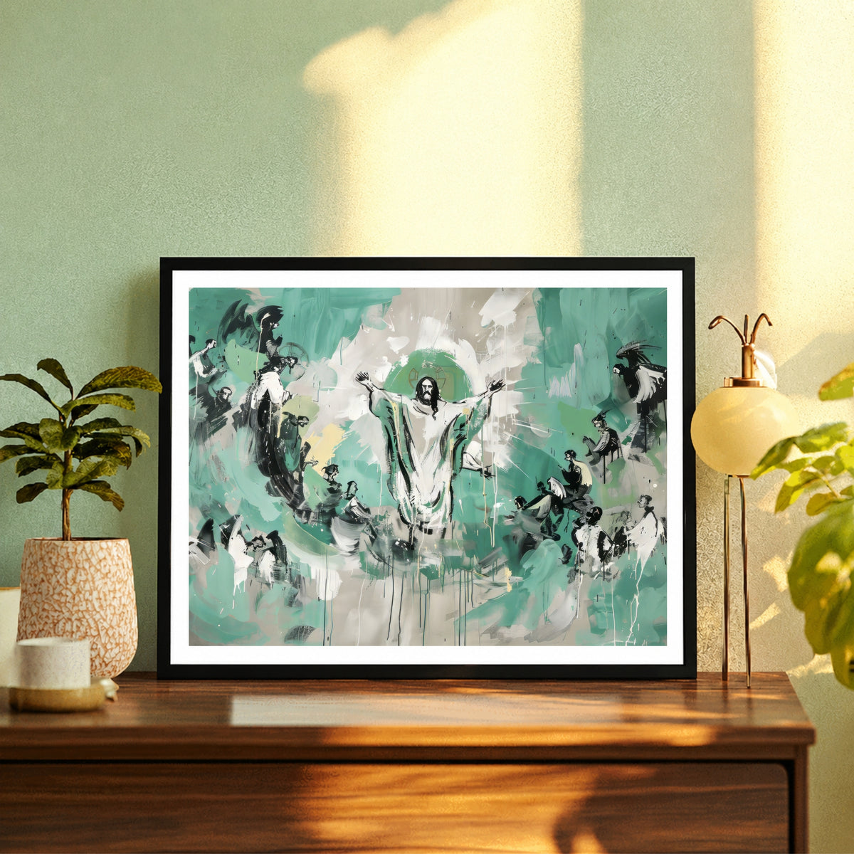 Abstract Ascension of Jesus Wall Art | Modern Christian Canvas Print | Contemporary Resurrection Artwork | Faith-Inspired Religious Home Decor