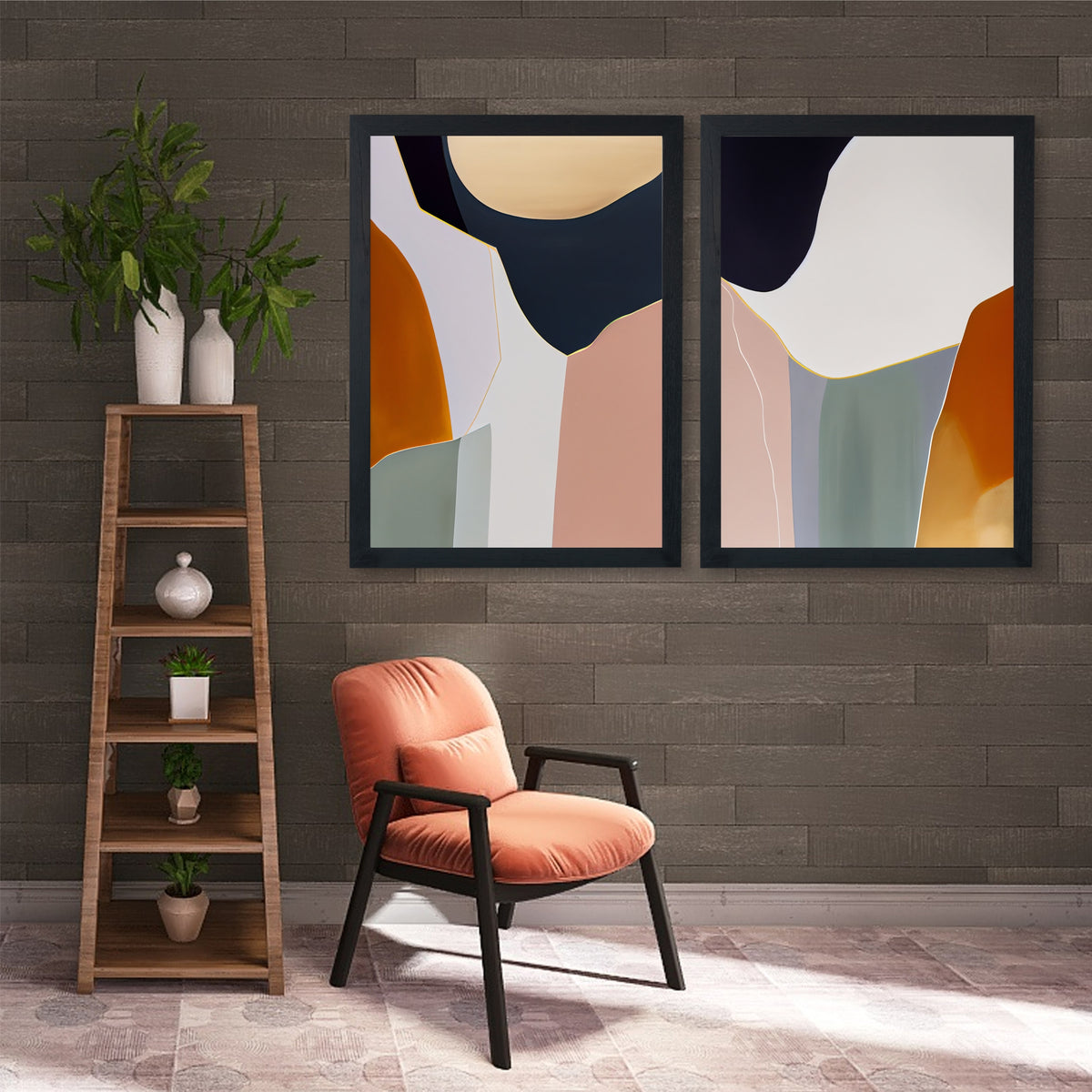 Abstract Geometric Wall Art Set | Modern Neutral Color Block Decor