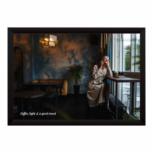 Coffee Light Wall Art | Cozy Café Canvas Print | Modern Coffee Shop Decor