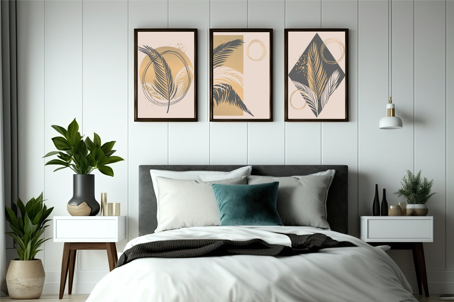 Golden Palm Serenity Wall Frame Set – Modern Botanical Elegance 🌾