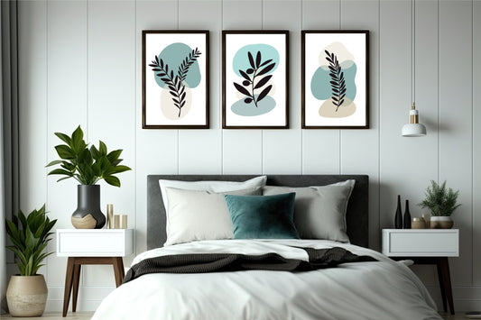 Golden Moonleaf Harmony Wall Frame Set – Modern Nature-Inspired Art 🌙