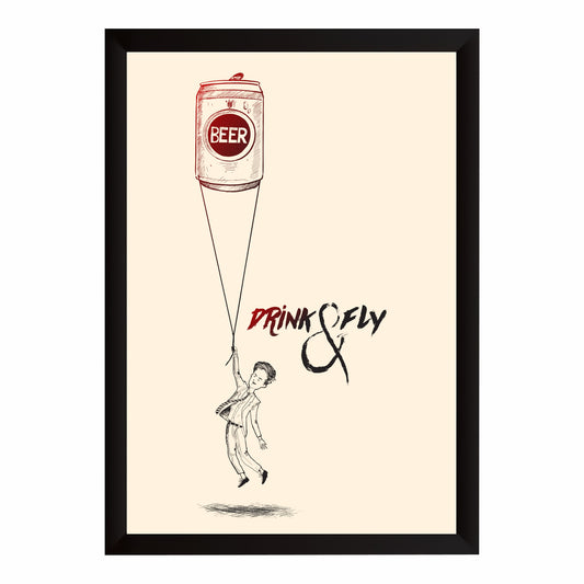 Beer Wall Art | Drink Only & Relax Framed Artwork | Funny Beer Décor | Pub Bar & Man Cave Wall Décor