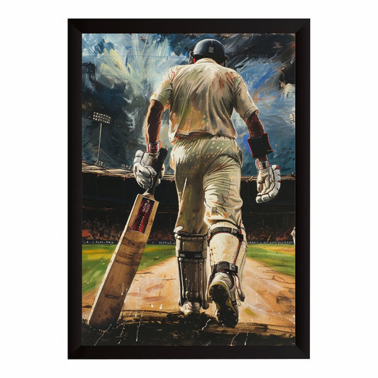 Cricket Player Wall Art | Black Framed Sports Print
