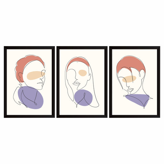 Abstract Face Line Art Wall Art Set of 3