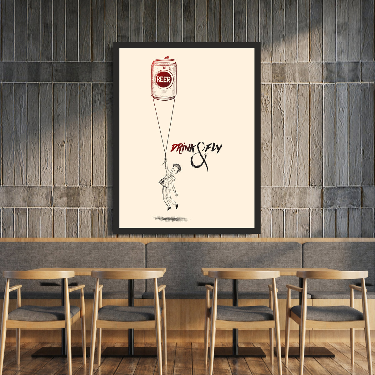 Beer Wall Art | Drink Only & Relax Framed Artwork | Funny Beer Décor | Pub Bar & Man Cave Wall Décor