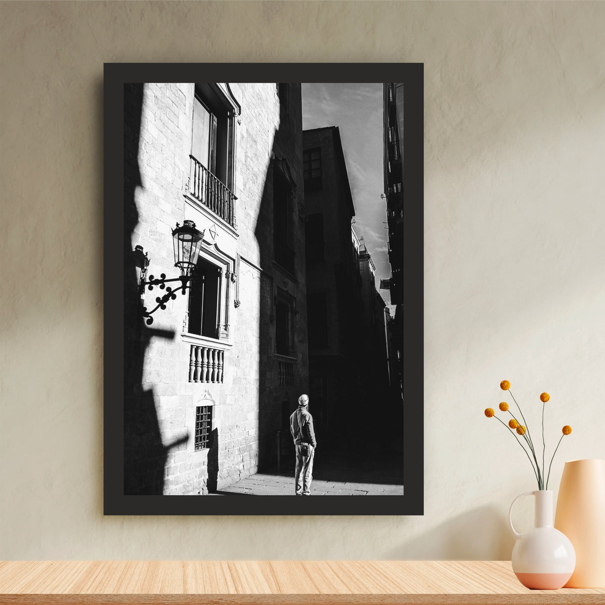 Vintage European Alley Black & White Wall Art | Cinematic Street Photography