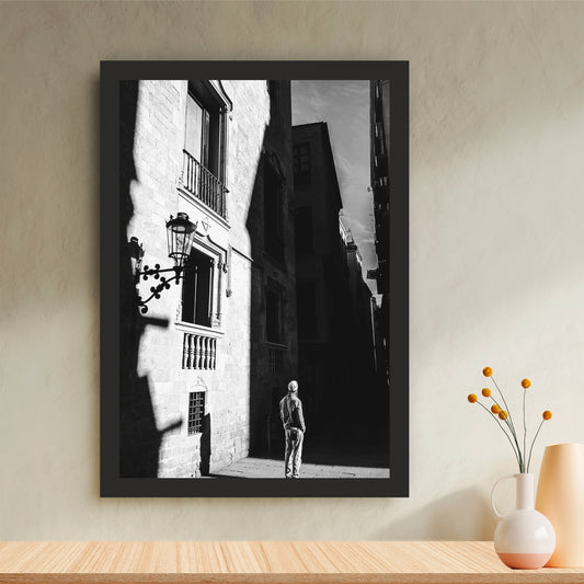 Vintage European Alley Black & White Wall Art | Cinematic Street Photography