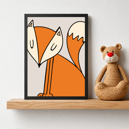 Cute Fox Wall Art | Minimalist Woodland Nursery Animal Print