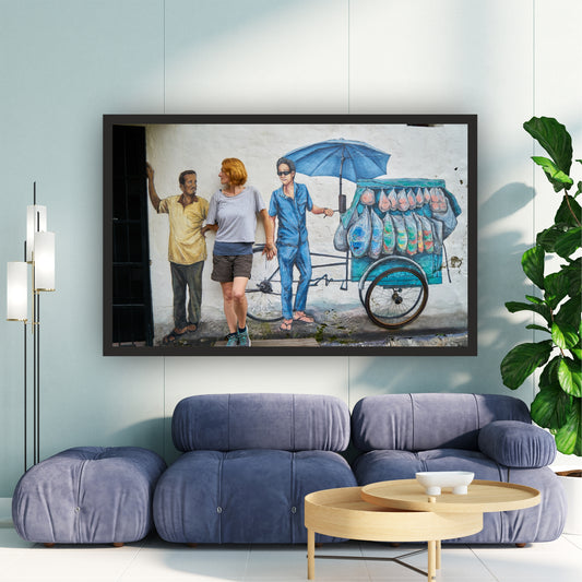 Street Market Graffiti Wall Art | Urban Mural Canvas Print | Contemporary Street Art Wall Decor | Colorful City Culture Artwork