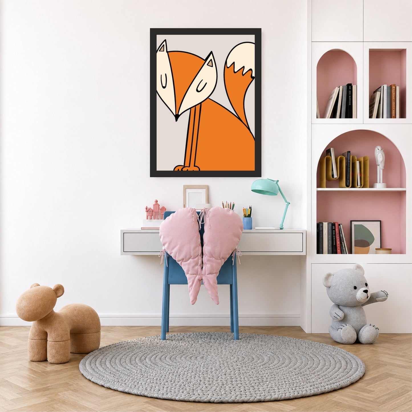 Cute Fox Wall Art | Minimalist Woodland Nursery Animal Print