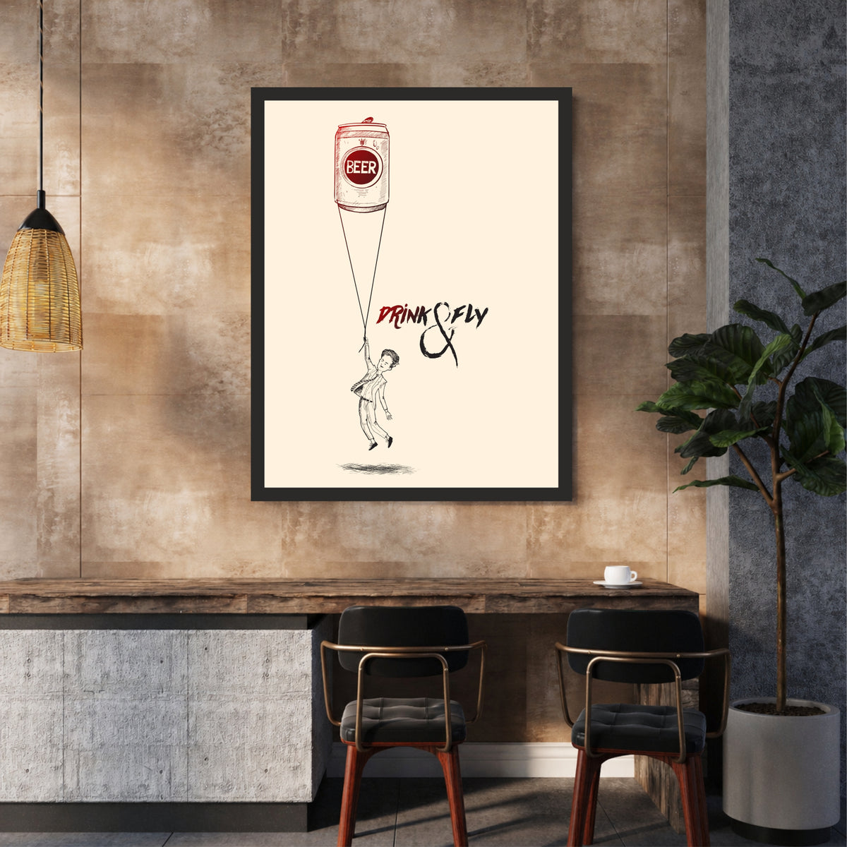 Beer Wall Art | Drink Only & Relax Framed Artwork | Funny Beer Décor | Pub Bar & Man Cave Wall Décor