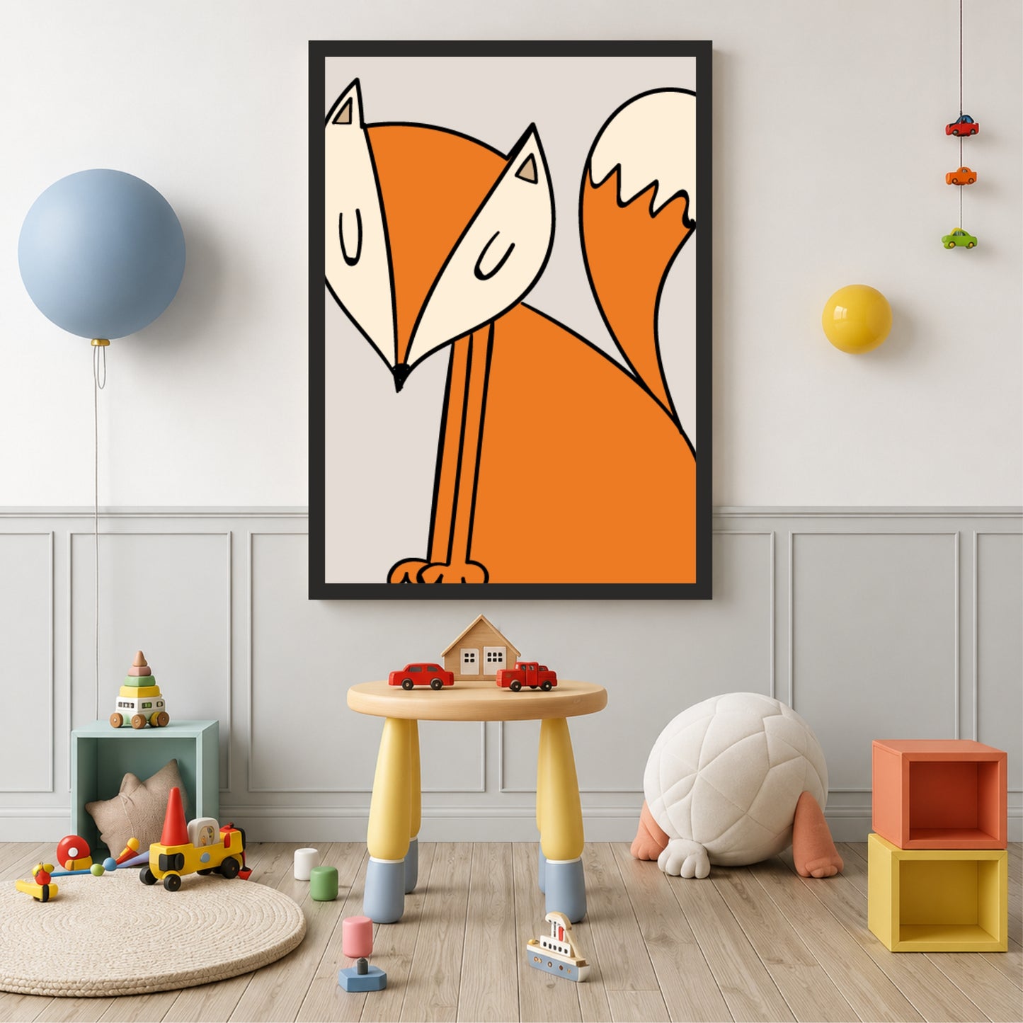 Cute Fox Wall Art | Minimalist Woodland Nursery Animal Print