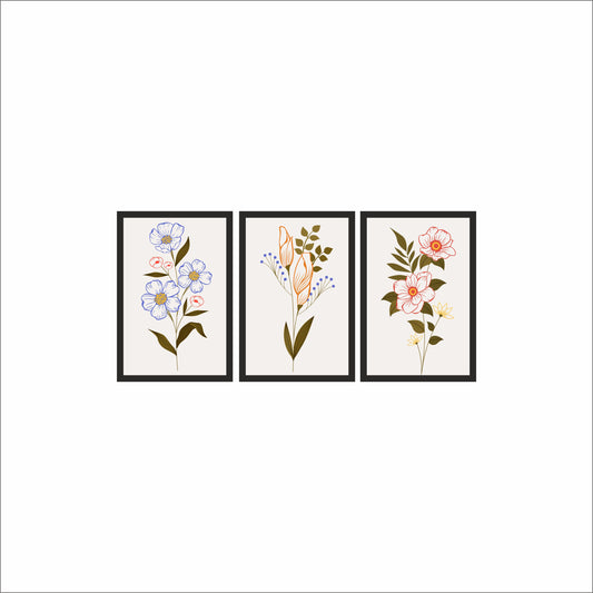 Botanical Grace Wall Frame Set – Elegant Floral Art for Modern Interiors 🌿