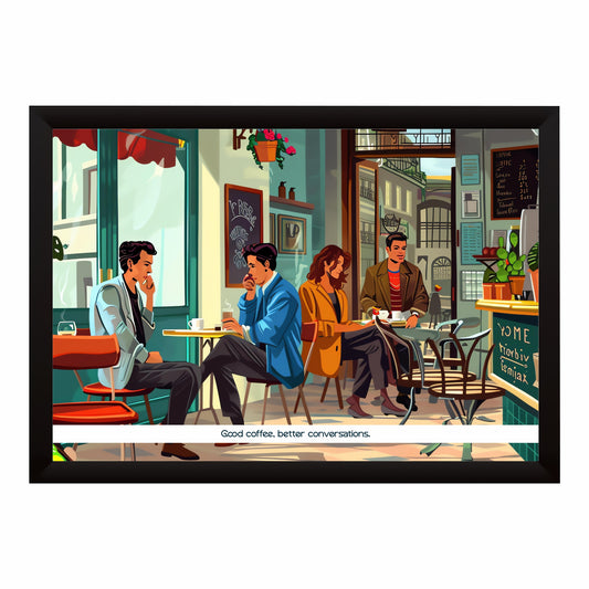 Good Coffee Better Conversations Wall Art | Modern Café Canvas Print | Coffee Shop Decor