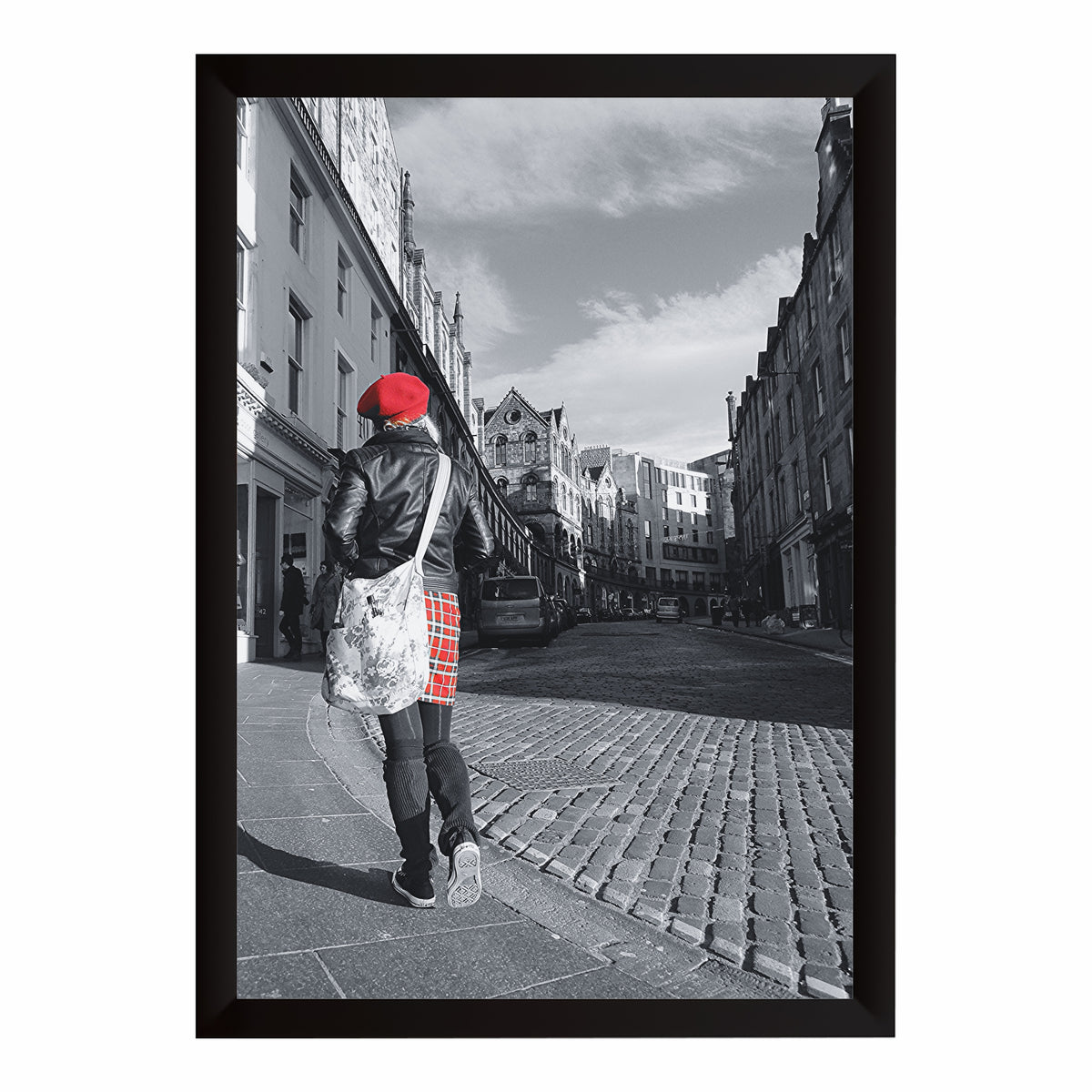 Vintage European Street Style Black & White Wall Art | Red Beret Photography