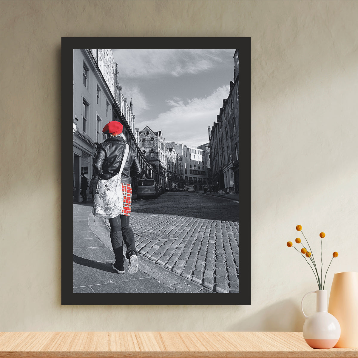 Vintage European Street Style Black & White Wall Art | Red Beret Photography