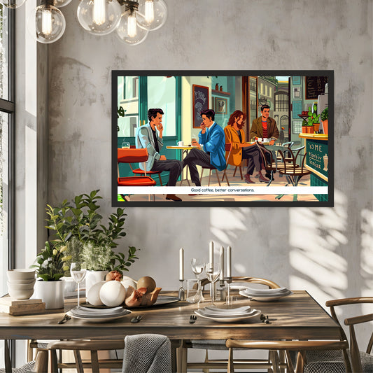 Good Coffee Better Conversations Wall Art | Modern Café Canvas Print | Coffee Shop Decor