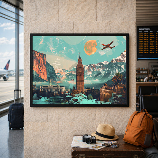 London Mountain Travel Wall Art | Big Ben & Scenic Adventure Poster