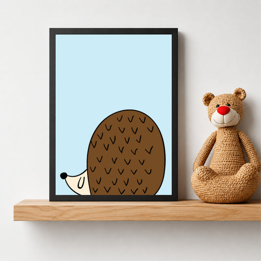 Cute Hedgehog Wall Art | Minimalist Woodland Nursery Animal Print