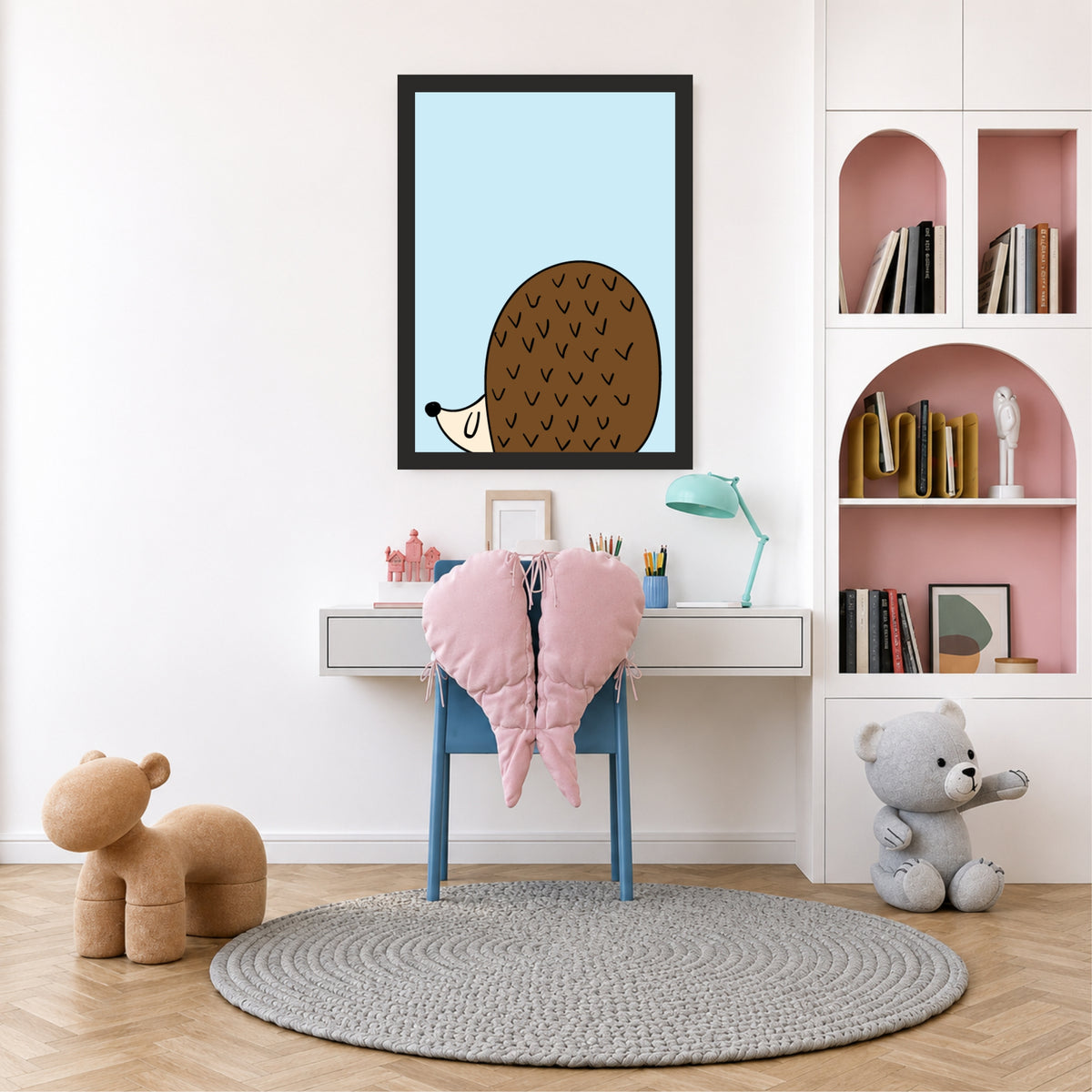 Cute Hedgehog Wall Art | Minimalist Woodland Nursery Animal Print