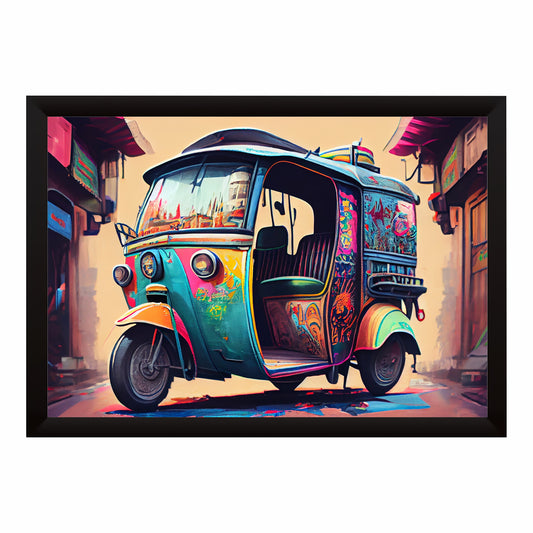 Colorful Indian Auto Rickshaw Wall Art | Vibrant Street Travel Poster