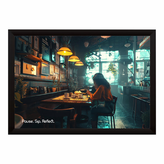 Pause Sip Reflect Wall Art | Cozy Coffee Café Canvas Print | Modern Coffee Decor