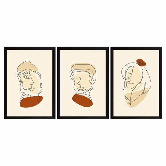 Abstract Face Line Art Wall Art Set of 3
