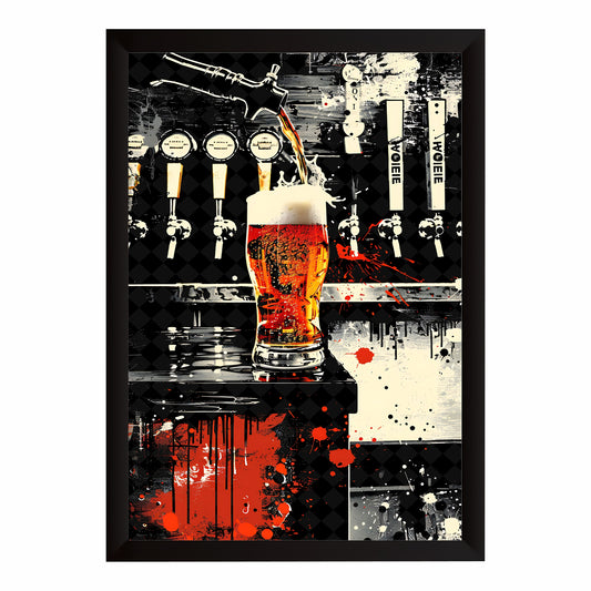 Beer Tap Wall Art | Framed Draft Beer Artwork | Pub & Brewery Décor | Beer Bar & Man Cave Wall Décor