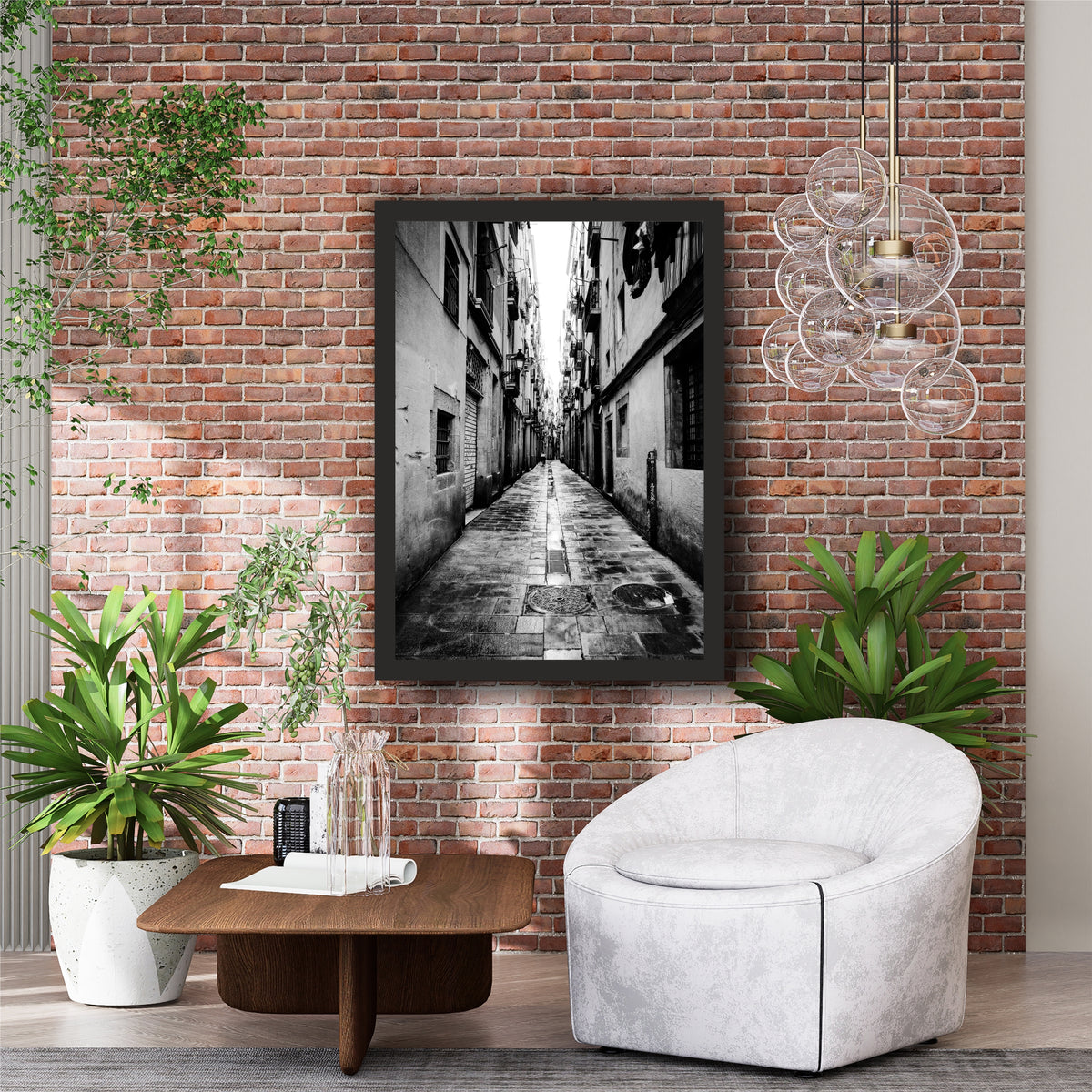 Vintage European Narrow Alley Black & White Wall Art | Urban Street Photography