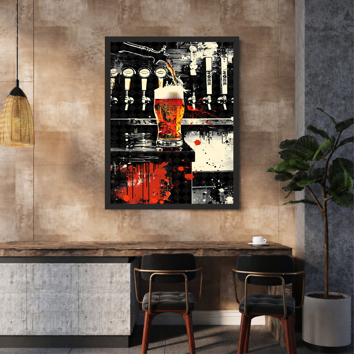 Beer Tap Wall Art | Framed Draft Beer Artwork | Pub & Brewery Décor | Beer Bar & Man Cave Wall Décor