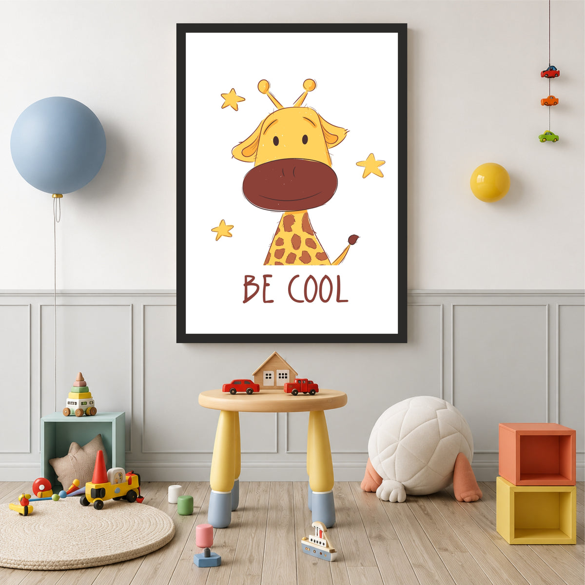 Be Cool Giraffe Wall Art | Cute Safari Nursery Animal Print