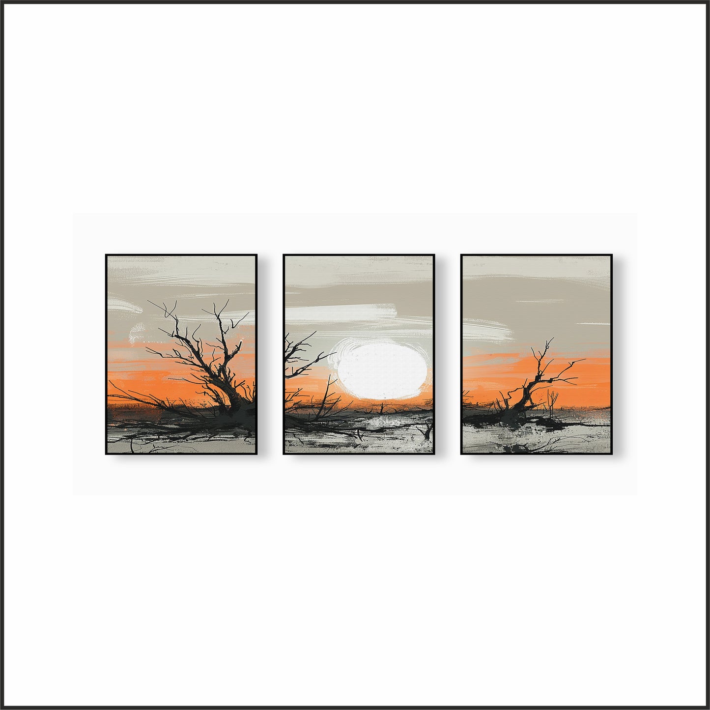 Sunset Horizon Wall Frame Set – Modern Elegance Meets Natural Calm