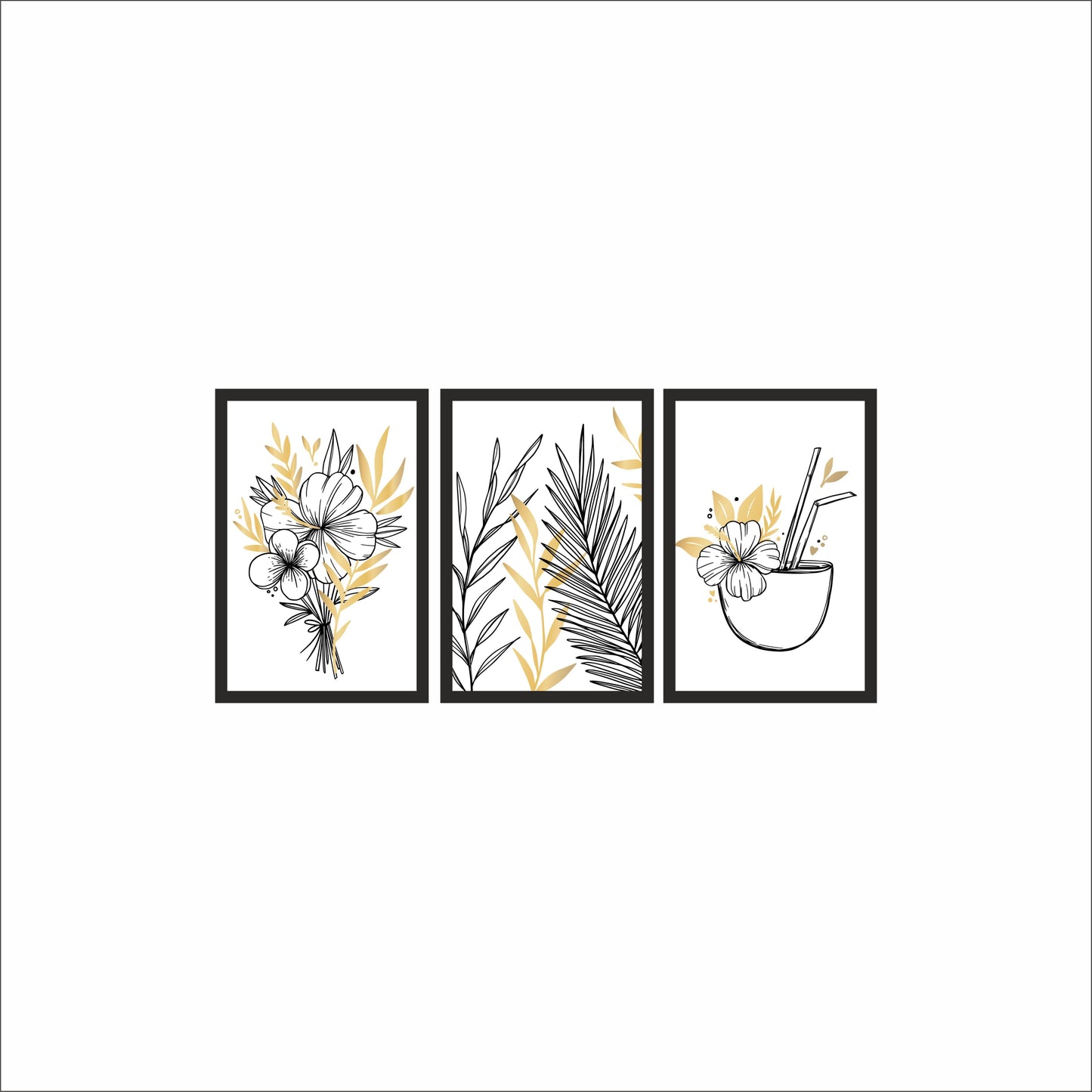 Tropical Bliss Wall Frame Set – Modern Botanical Art for Refreshing Interiors 🌴✨