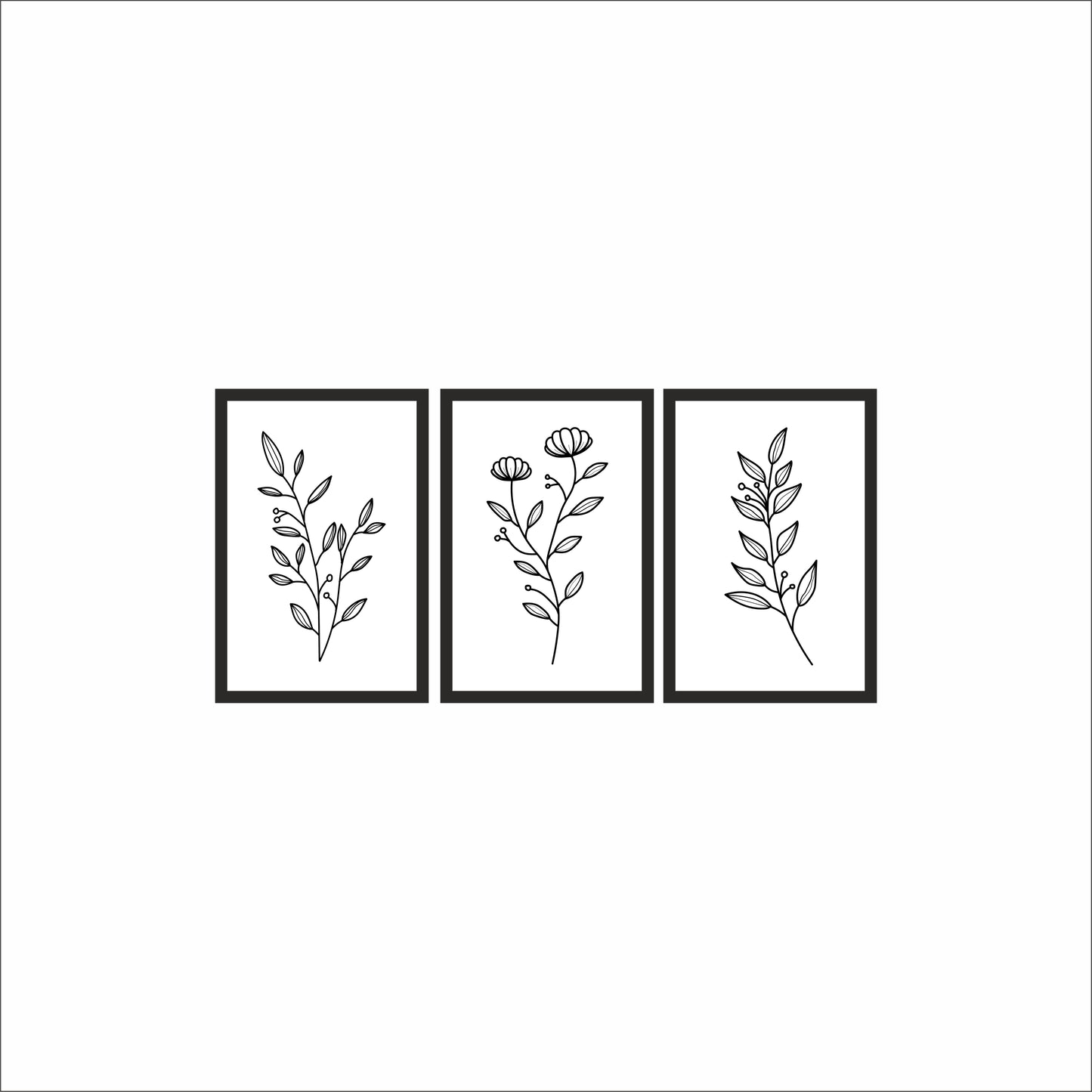 Monochrome Botanical Wall Frame Set – Elegant Minimal Line Art for Modern Spaces 🖤🌿