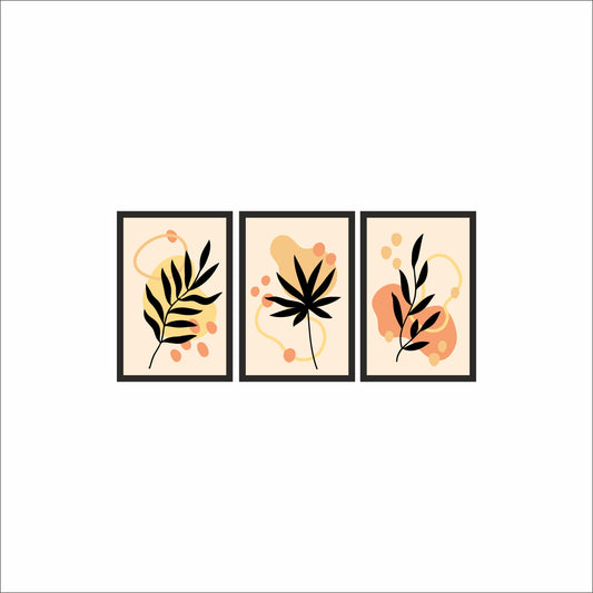 Abstract Botanical Harmony Wall Frame Set – Modern Nature Art for Stylish Interiors 🍂🖤