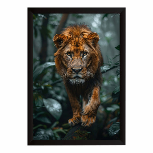 Lion Wall Art | Majestic Lion Wildlife Artwork | Framed Jungle Animal Decor | Lion Portrait