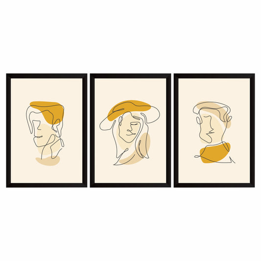 Abstract Face Line Art Wall Art Set of 3