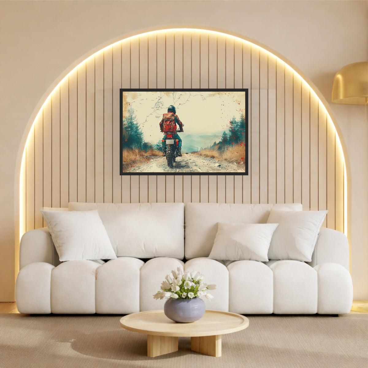 Adventure Motorcycle Wall Art | Wanderlust Rider Canvas Print | Vintage Travel Road Illustration Poster