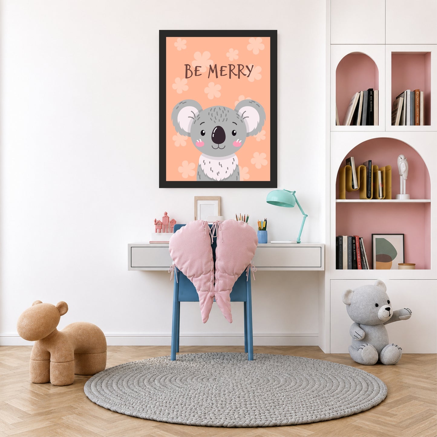 Be Merry Koala Nursery Wall Art | Cute Animal Kids Room Poster