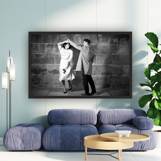 Romantic Couple Dancing Wall Art | Black & White Love Photography Canvas Print | Elegant Couple Dance Wall Decor | Minimalist Romance Artwork