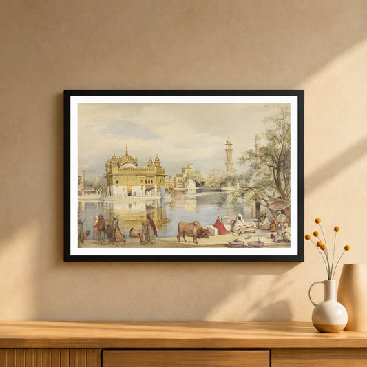 Historic Harmandir Sahib – A Timeless Watercolor of the Golden Temple (1854)