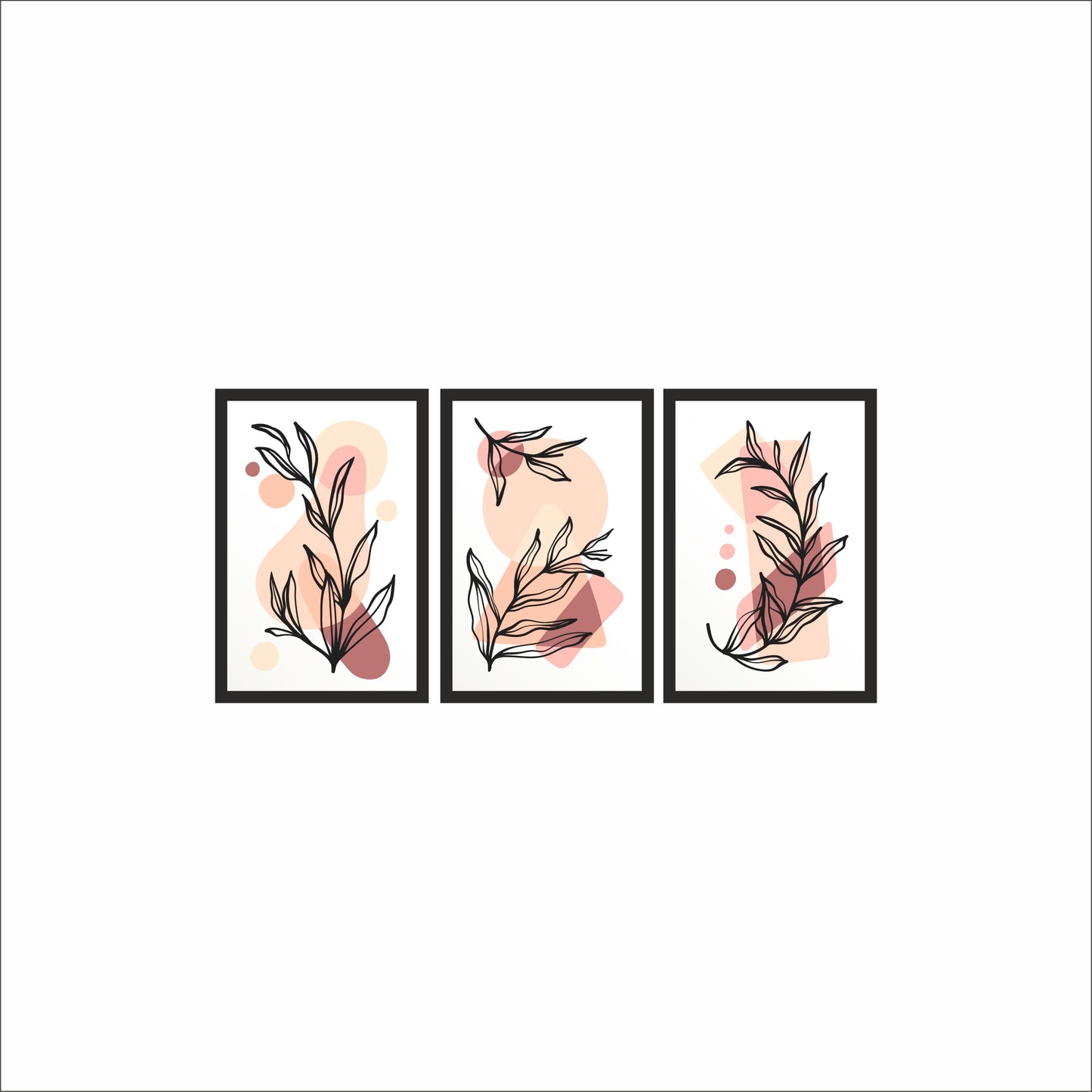 Blush Harmony Botanical Wall Frame Set – Minimal Modern Art for Serene Spaces 🌸